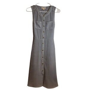 Monteau | Navy White Striped Button Midi Sundress | XS